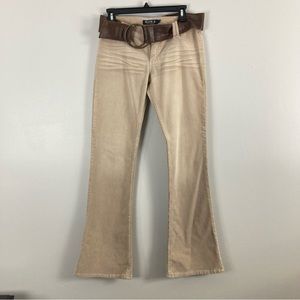 ALLEEN B by Allen Swartz Vintage Tan Corduroy Pants with Belt Bell Bottoms